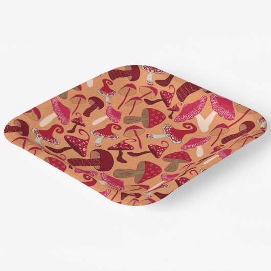 Niedliche Pilze Pappteller (Gewinkelt)