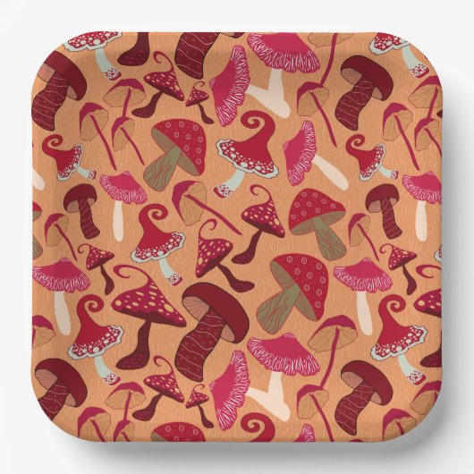 Niedliche Pilze Pappteller (Vorderseite)