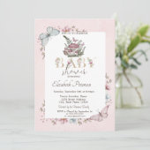 Niedliche Pilze Schmetterlinge Rosa Babydusche Einladung (Stehend Vorderseite)