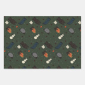 Niedliche Pilze und Bären, Igel, Maus Winter Geschenkpapier Set (Vorderseite 3)