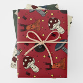 Niedliche Pilze und Bären, Igel, Maus Winter Geschenkpapier Set (Beispiel)