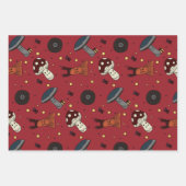 Niedliche Pilze und Bären, Igel, Maus Winter Geschenkpapier Set (Vorderseite)