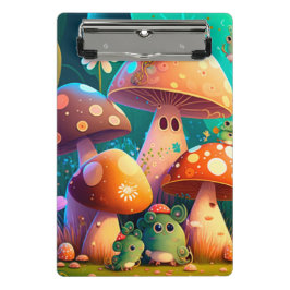Niedliche Pilze und Blume Bug grüne Zwischenablage Mini Klemmbrett