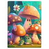 Niedliche Pilze und Blume Käfer grün Klemmbrett (Rückseite)