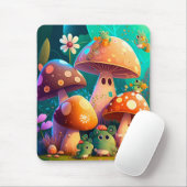Niedliche Pilze und Blume Käfer grün Mousepad (Mit Mouse)