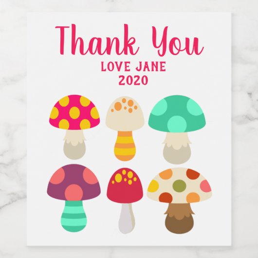 Niedliche Pilze Weinetikett (Einzelnes Label)