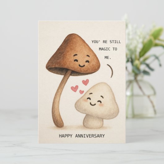 Niedliche Pilzjubiläumskarte Feiertagskarte (Stehend Vorderseite)