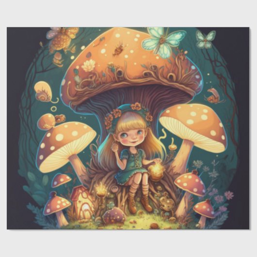 niedliche Pilzkernpapier Geschenkpapier (Flach)