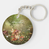 Niedliche Pilzmühle im Wald Schlüsselanhänger (Rückseite)