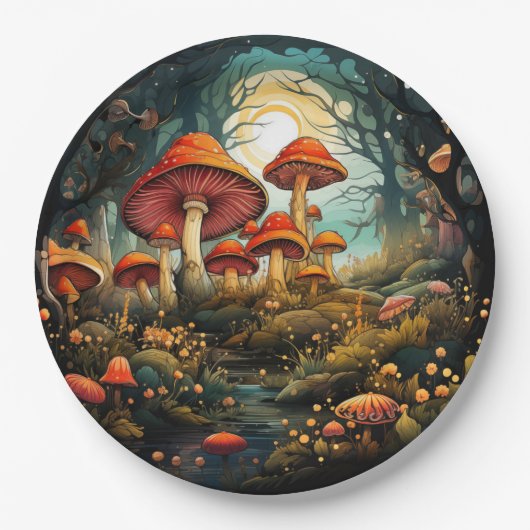 Niedliche Pilzpapierplatte Pappteller (Vorderseite)