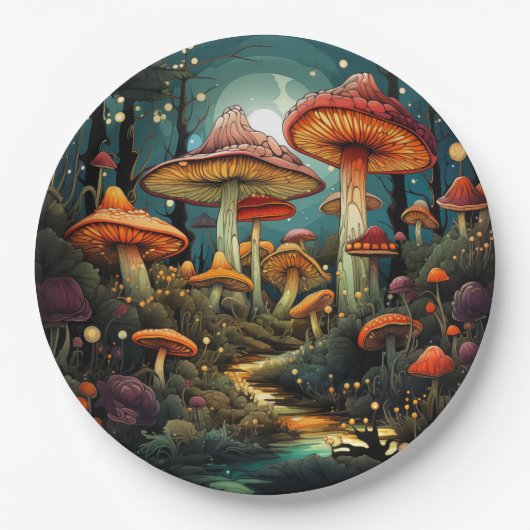 Niedliche Pilzpapierplatte Pappteller (Vorderseite)