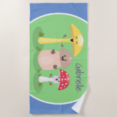 Niedliche Pilzpilze und Toadstools Cartoon Strandtuch (Vorderseite)