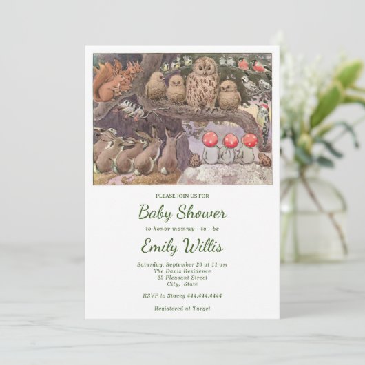 Niedliche Pilztierdusche Einladung (Stehend Vorderseite)