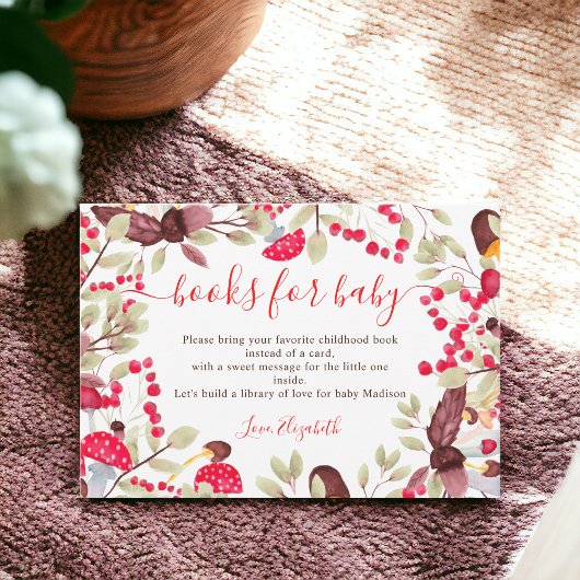 Niedliche Pilzwaldbücher für Babyduschen Begleitkarte