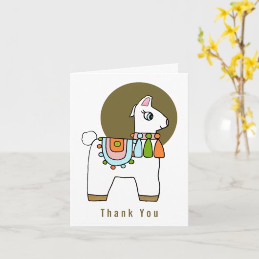 Niedliche Pinata Lama Babydusche Dank Karte (Gelbe Blume)