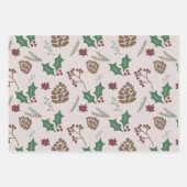 Niedliche Pine Cone & Holly Berry Weihnachten Geschenkpapier Set (Vorderseite 2)