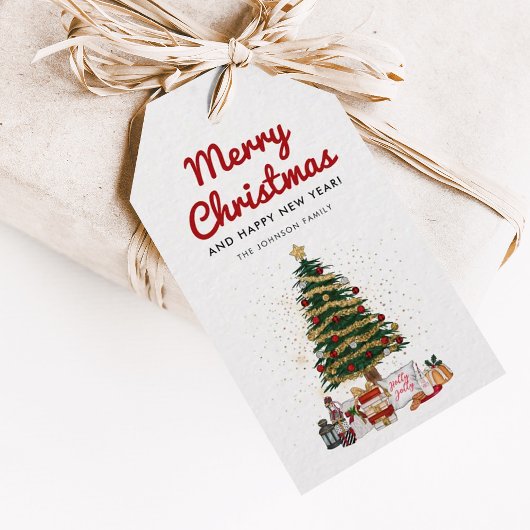 Niedliche Pine Tree Script Frohe Weihnachtsfeierta Geschenkanhänger