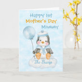 Niedliche Pinguin 1. Muttertagskarte Karte (Gelbe Blume)