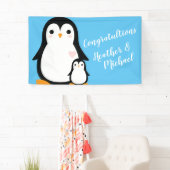 Niedliche Pinguin Baby Dusche Blue Boy Banner (Insitu)
