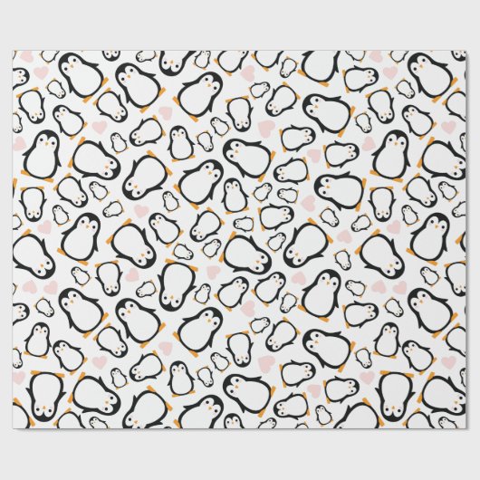 Niedliche Pinguin Baby Dusche Blue Boy Geschenkpapier (Flach)