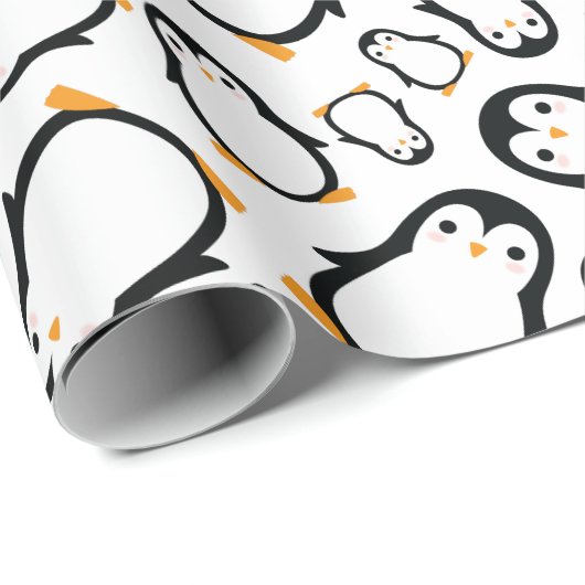 Niedliche Pinguin Baby Dusche Blue Boy Geschenkpapier (Rolleneckpunkt)