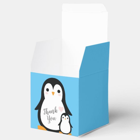 Niedliche Pinguin Baby Dusche Blue Boy Geschenkschachtel (Geöffnet)
