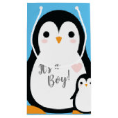 Niedliche Pinguin Baby Dusche Blue Boy Kleine Geschenktüte (Rückseite)