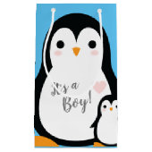 Niedliche Pinguin Baby Dusche Blue Boy Kleine Geschenktüte (Vorderseite)