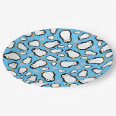 Niedliche Pinguin Baby Dusche Blue Boy Pappteller (Schrägansicht)