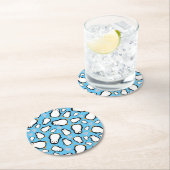 Niedliche Pinguin Baby Dusche Blue Boy Runder Pappuntersetzer (Vor Ort)