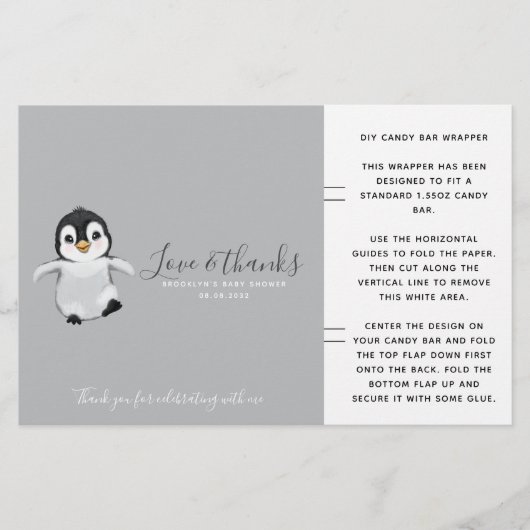 Niedliche Pinguin Baby Dusche Candy Bar Wrapper (Vorderseite)