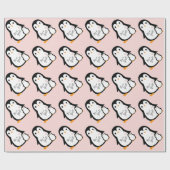Niedliche Pinguin Baby Dusche Pink Girl Geschenkpapier (Flach)