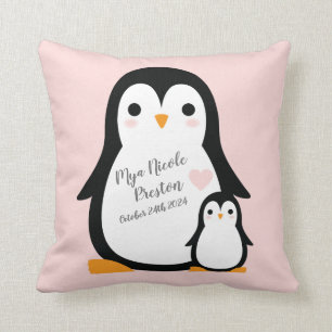 Niedliche Pinguin Baby Dusche Pink Girl Kissen