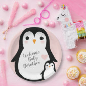 Niedliche Pinguin Baby Dusche Pink Girl Pappteller (Party)