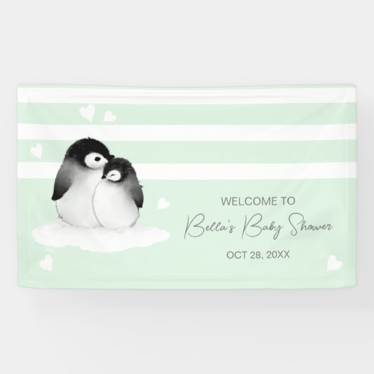 Niedliche Pinguin-Babydusche Banner (Horizontal)