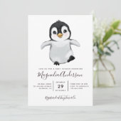 Niedliche Pinguin-Babydusche Einladung (Stehend Vorderseite)