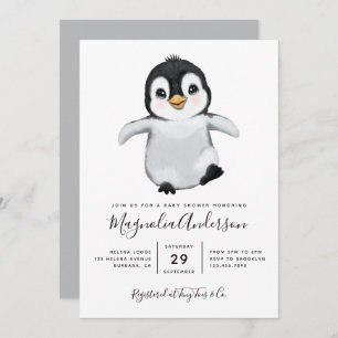 Niedliche Pinguin-Babydusche Einladung