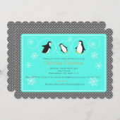 niedliche Pinguin-Babydusche Einladung (Vorne/Hinten)