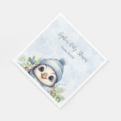 Niedliche Pinguin Blue Boy Winter Baby Dusche Napk Serviette (Ecke)