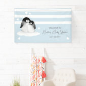 Niedliche Pinguin Blue Gray Baby Dusche Banner (Insitu)