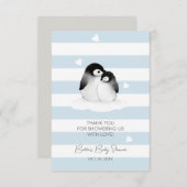 Niedliche Pinguin Blue Gray Baby Dusche Dankeskarte (Vorne/Hinten)