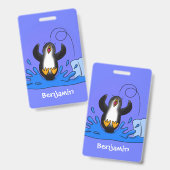 Niedliche Pinguin-Cartoon-Illustration Ausweis (Front & Back)