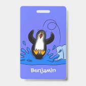 Niedliche Pinguin-Cartoon-Illustration Ausweis (Back)