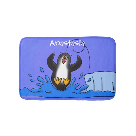 Niedliche Pinguin-Cartoon-Illustration Badematte (Vorderseite)