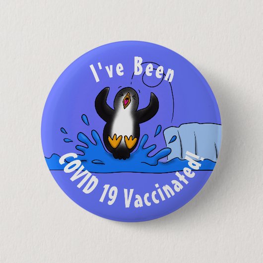 Niedliche Pinguin-Cartoon-Illustration Button (Vorderseite)