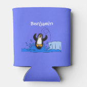 Niedliche Pinguin-Cartoon-Illustration Dosenkühler (Rückseite)