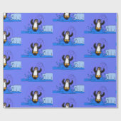 Niedliche Pinguin-Cartoon-Illustration Geschenkpapier (Flach)