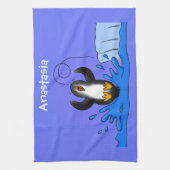 Niedliche Pinguin-Cartoon-Illustration Geschirrtuch (Vertikal)