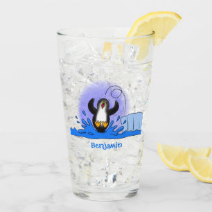 Niedliche Pinguin-Cartoon-Illustration Glas