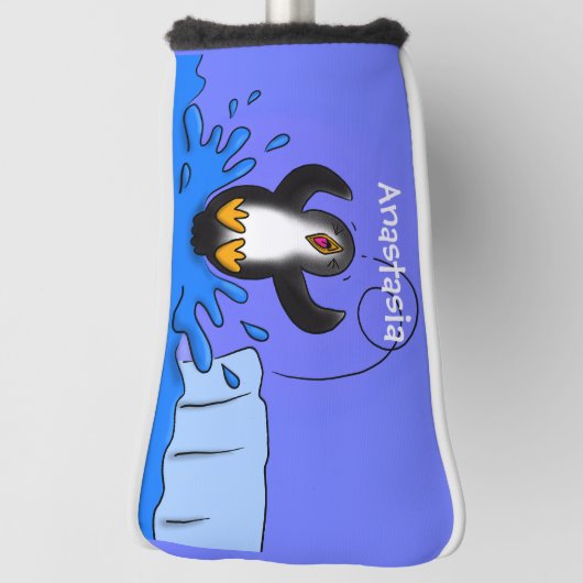 Niedliche Pinguin-Cartoon-Illustration Golf Headcover (Rotieren 90)